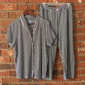 Jane and Bleecker Black and White Striped Pajama Set